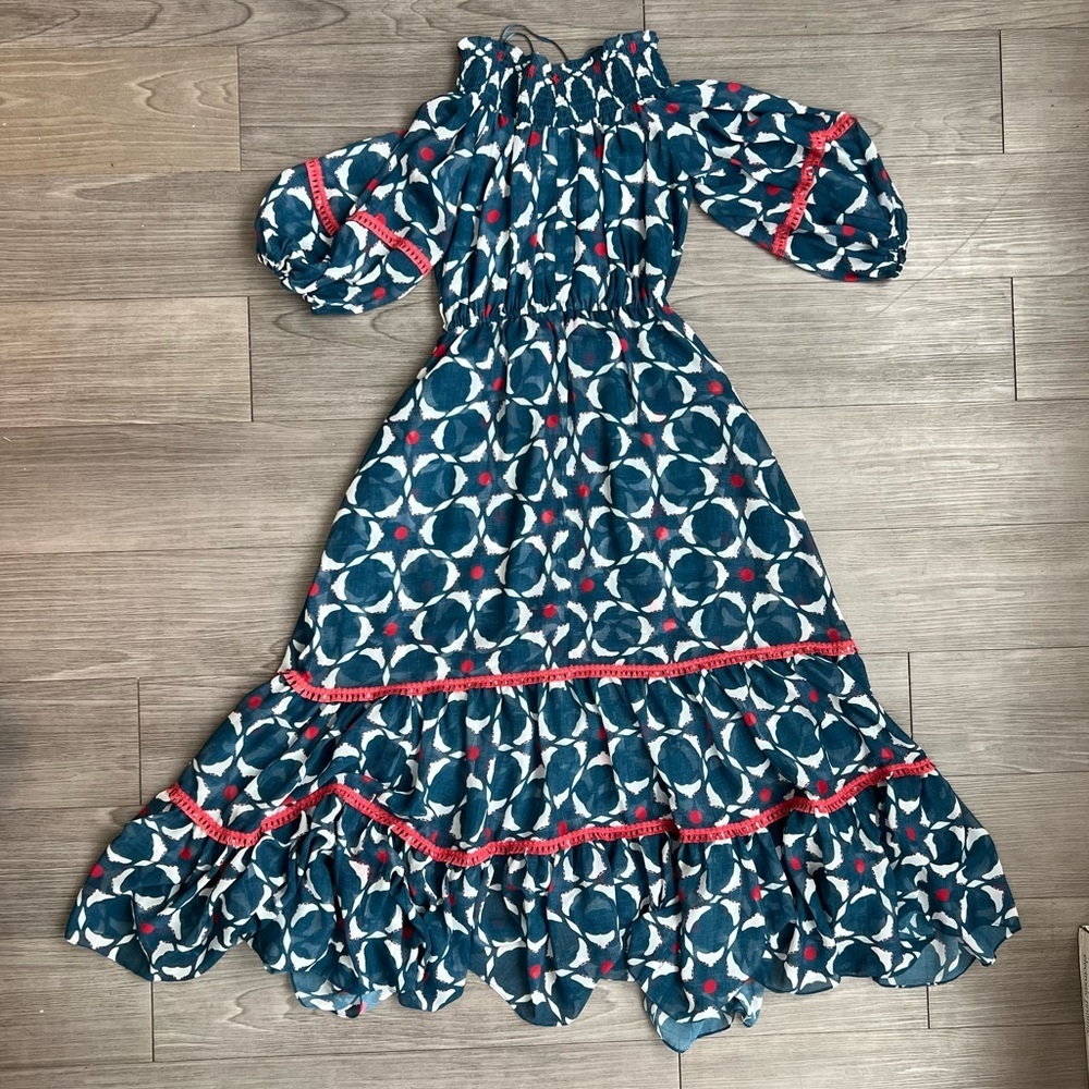 NWT Sachin & Babi X Anthropologie Mosaic Off-The-Shoulder Midi Dress Size 0 - Picture 5 of 9